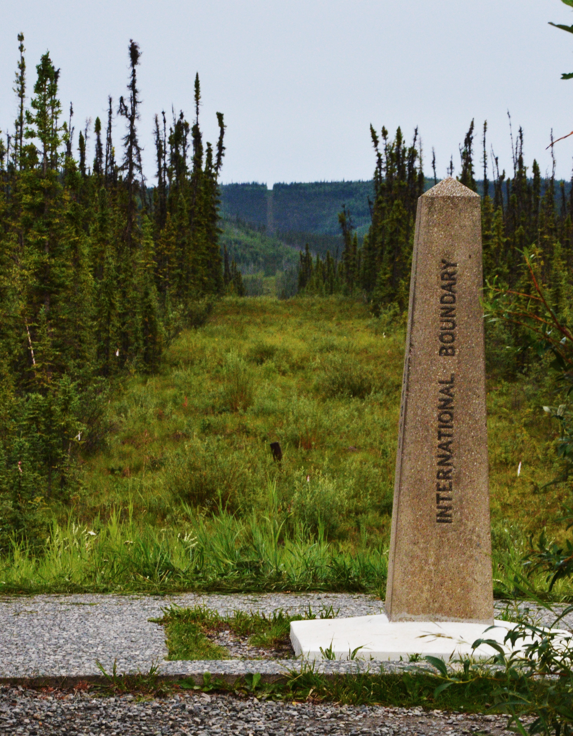International Boundary stone marking the border